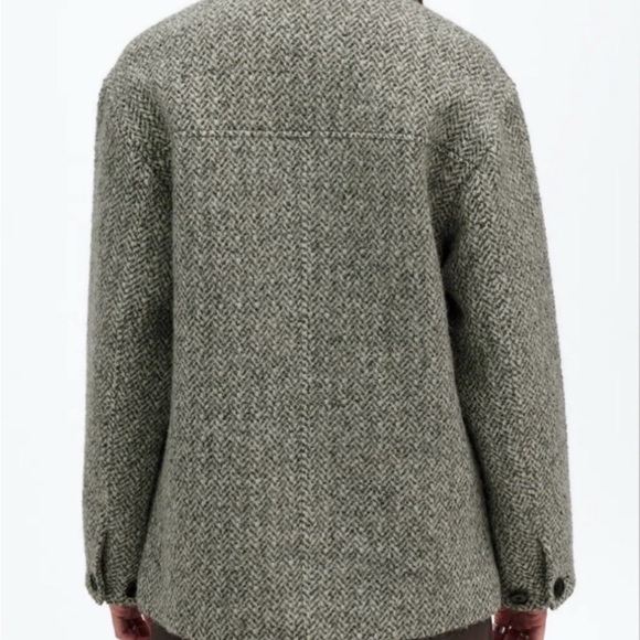 Madewell Gray Tweed Utility Jacket with Black Collar - Picture 6 of 8